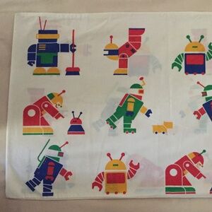 VINTAGE LINENS 80s PILLOW CASE Space Robots Transformers  Astronauts Spaceships